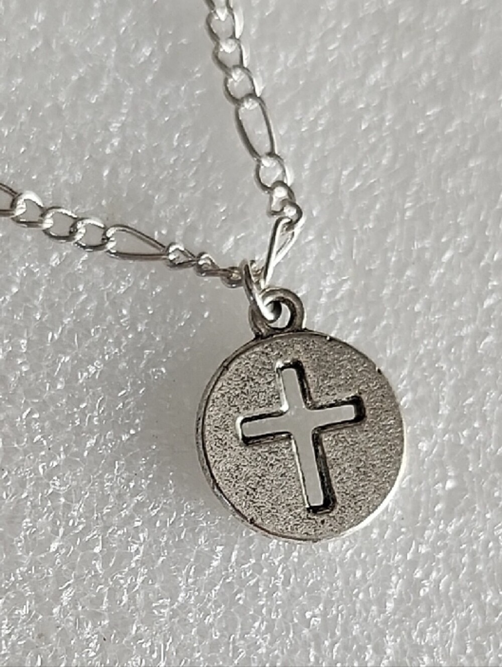 Hand Crafted Silver-Tone Cross Disc Bracelet/ Anklet Charm